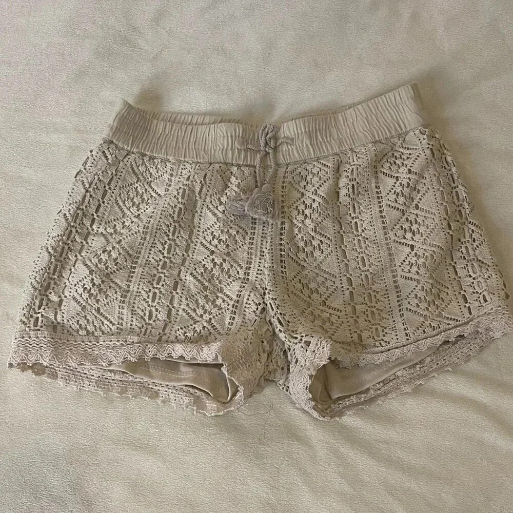 Wonder Nation Cream Lace Drawstring Shorts Youth Size Medium